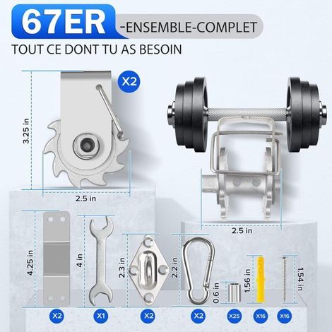 Kit d'installation pour voile d'ombrage – Acier inoxydable 304 – Treuil à cliquet en aluminium – Câble métallique 20m – Installation facile
