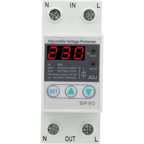 230V Spannungsregler, Überspannungsschutzrelais, einstellbares Wiederherstellungsvoltmeter SVP-912(63A)