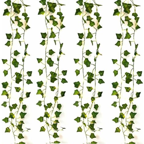 String Lights LED Artificial Plants Green Ivy Leaf Vine for Home Decor Wedding Lamp DIY Hanging Garden Yard Lighting, 2M 20 LEDs (4 Pcs Maple Leaf) (1/5)
