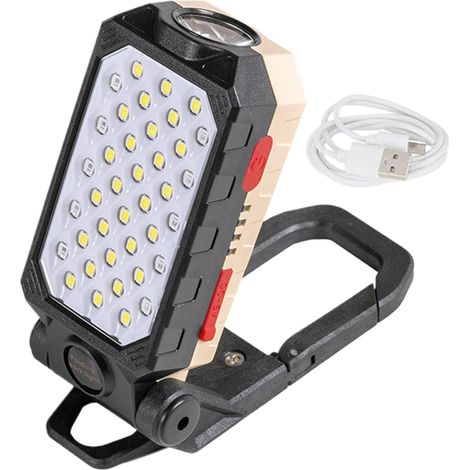 Luz de trabajo recargable, Luz de taller magnética,Luz de trabajo recargable para coche Luces LED de taller, linterna de trabajo con carga USB, reflector plegable para reparación de (1/4)