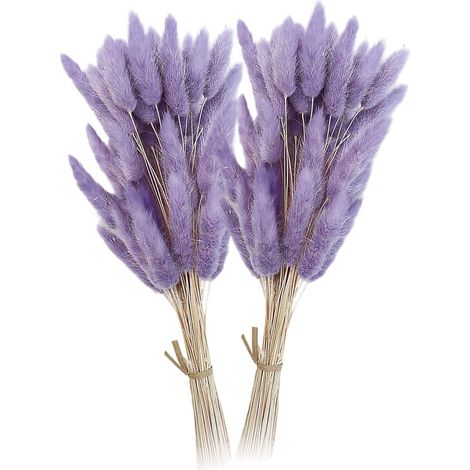Lot de 120 Fleurs séchées en Herbe de Pampa, 50 cm, Lavande, pour décoration Table, Mariage, Ferme, Chambre à Coucher (1/5)
