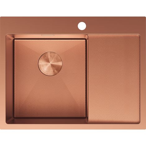 Mexen Exar lavello in acciaio inox 1 vasca con scolapiatti a sinistra 620 x 480 mm, rame HC - 6431621005L-65HC (1/5)