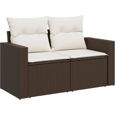 Maison Exclusive - Gartensofa mit Kissen 2-Sitzer Braun Poly Ratt