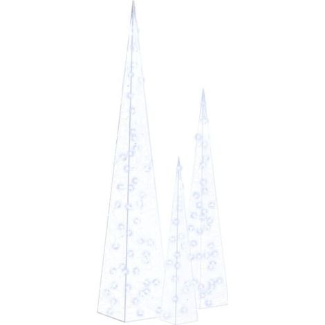 Un ensemble de cônes lumineux LED, en acrylique bleu, de dimensions 60/90/120 cm. (1/5)