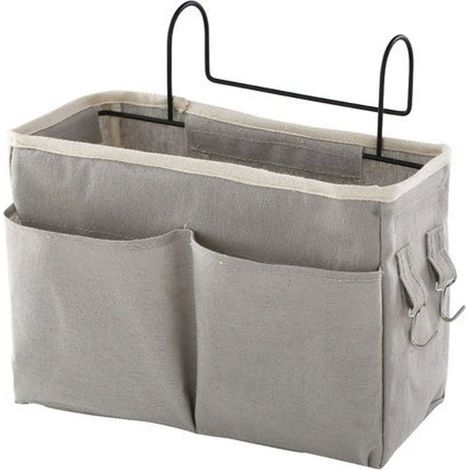 Organisateur de lit à pochette,sac de rangement suspendu imperméable pour lit, canapé, dortoir, magazines, lunettes, livres (1/5)
