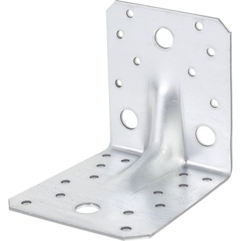 Alberts 846688 Squadretta di giunzione angolare rinforzata con nervatura di rinforzo  zincata con procedimento Sendzimir  105 x 105 x 90 mm  Set da 20 (1/3)