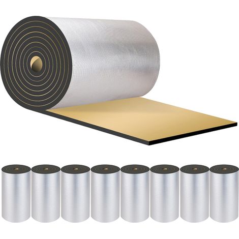 10 pezzi di pannelli autoadesivi in schiuma di alluminio, cuscinetti isolanti per tetti, isolamento acustico, impermeabili e ignifughi, 3 m x 0,5 m (1/5)