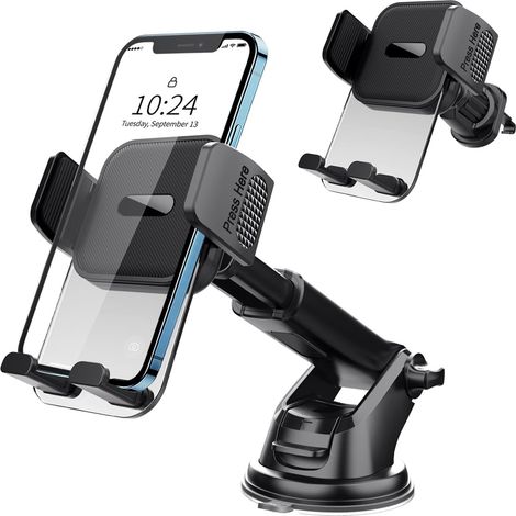 Supporto per telefono da auto, rotazione a 360° e utilizzo con una sola mano, più comodo da tenere in piedi e da appendere, adatto per smartphone da 4-7 pollici