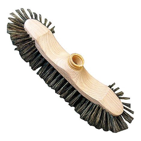 Besen 39cm 1/2 Kopf Holz Roh Seide Grau S45 Öko-Gewindeadapter - Findis Ebj