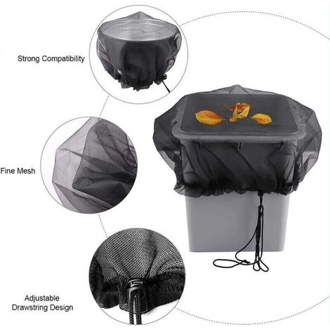 Filet de baril de pluie de diamètre 80 cm, 2 pièces filet de protection avec cordon de serrage, couverture anti-moustiques et animaux pour collecteur d'eau de pluie (1/3)