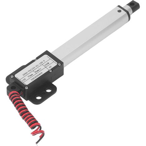 Microactuador lineal eléctrico de 150 N, mini actuador de movimiento eléctrico con protección múltiple, carrera de 75 mm, 12 V con soporte. (1/5)