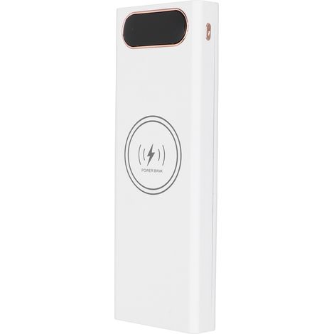 Boîtier de Batterie 18650 Rechargeable Rapide 22.5W avec Charge Sans Fil 15W, Écran LCD et Port Type-C Micro, Blanc (1/5)
