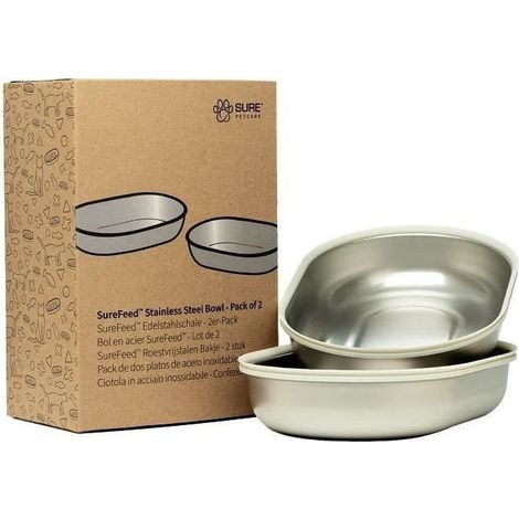 Futternäpfe für Katzen SUREFLAP aus Edelstahl, Set mit 2, 0,4 L kompatibel mit SureFeed (1/2)