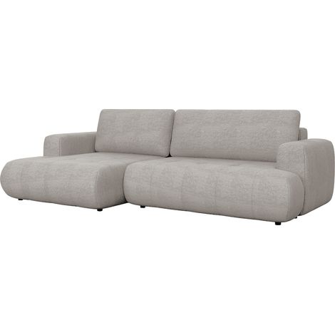 MIREL - Canapé d'angle convertible en tissu taupe - Angle gauche (1/5)