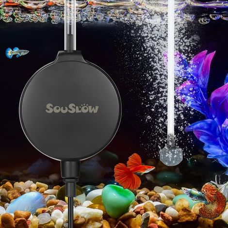 Aquarium Air Pump Mini Oxygen Air Pump for Aquariums with Bubble Stone and Check Valve, Aquarium Kit 1.3W, 0.45L/min (1/5)