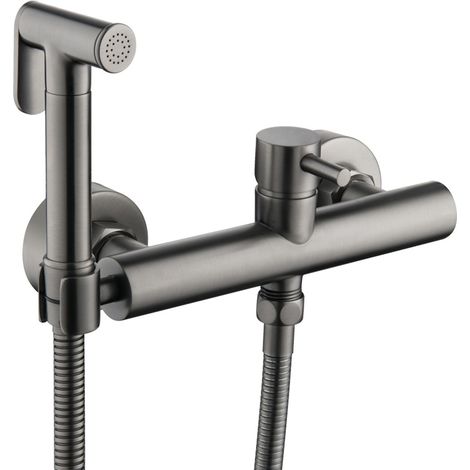 Ensemble de douche de Bidet caché de salle de bains, pulvérisateur à main chaud et froid, toilettes d'eau chaude, noir (1/5)