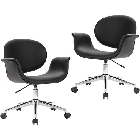 Maison Exclusive - Esszimmerstühle 2 Stk. Drehbar Schwarz Kunstle (1/5)