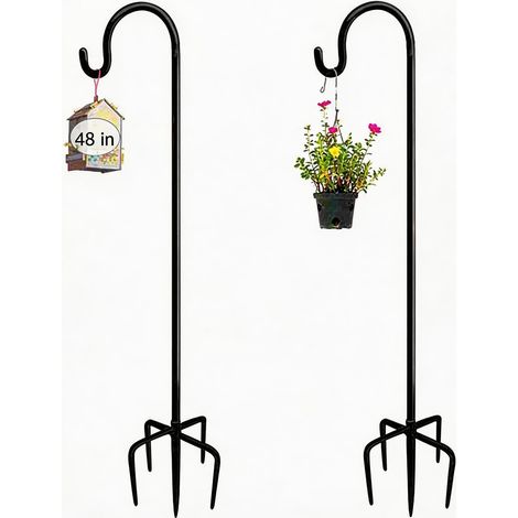 Crochets De Berger Pour Jardin 2PCS,120cm 5 Brochs,MÉTal Pour Mangeoire Oiseaux Exterieur,Berger Avec Crochets Pour Nichoirs, LumiÈRes De Noël, Boules De Fleurs, Plantes Et DÉCorations De Noël