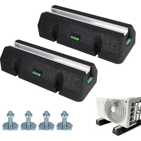 Silent Blocs - Support Antivibratoire Pompe à Chaleur - 400 mm - Niveau à Bulle Intégré - Charge Max 300 kg - Pour Installation Extérieure - Lot de 2 (1/5)