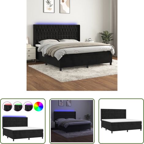 vidaXL Sommeil réparateur - Sommier à lattes de lit matelas et LED Noir 160x200 cm Velours (1/5)