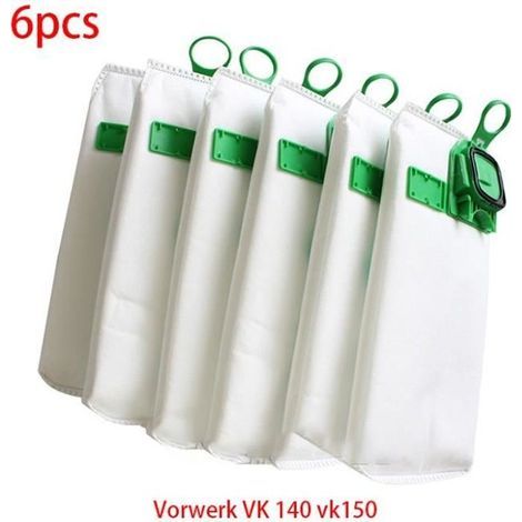 Staubsaugerbeutel – Vorwerk – VK 140 und VK 150 – 6 Stück – Vliesstoff – Grün und Weiß – Ywey (1/5)