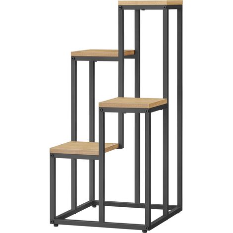 Scaffale portafiori con 4 ripiani - rovere / gambe nere