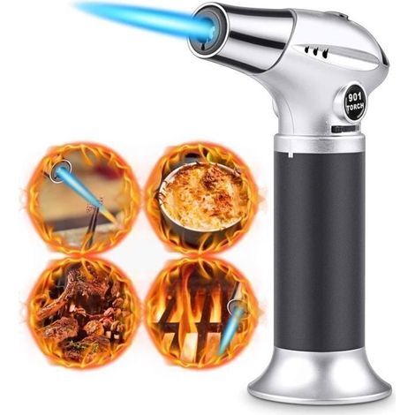 (Gris Noir)Chalumeau de Cuisine - Kollea - Modèle A - Rouge - Torche à Butane Rechargeable - Sécurité Verrouillée (1/5)