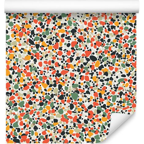 Papier peint terrazzo beige, gris et pêche 50x1000 cm (1/5)