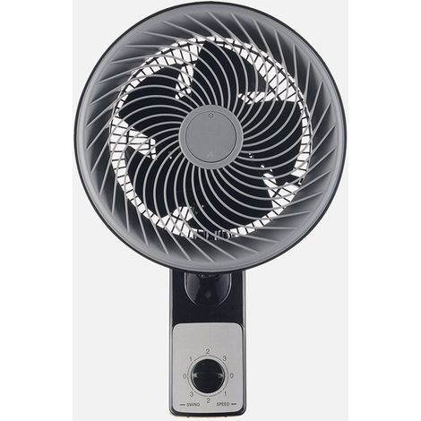 Ventilador Pared Aeolus 75w Negro/gris 3vel 5aspas 27d  Alta Velocidad Fijo Y Rotatorio Orientable 45,5x27x34cm
