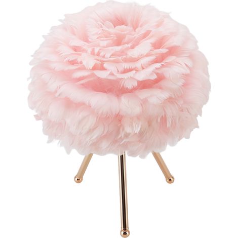 Lampe de table à plumes, couleur et luminosité réglables, rechargeable, commande tactile, veilleuse décorative rose (1/5)