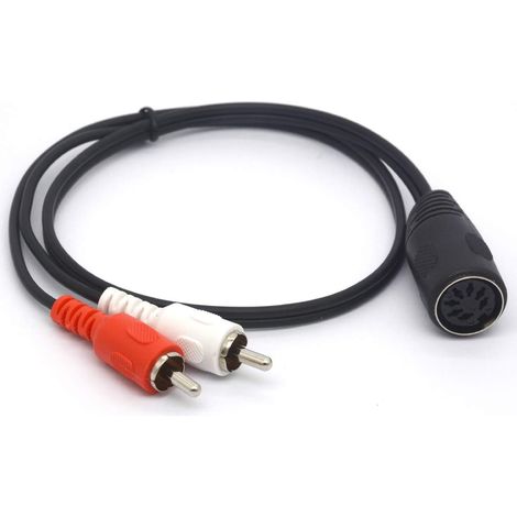 Câble adaptateur 7 broches DIN vers RCA, fiche MIDI femelle 7 broches vers 2 RCA mâles adaptateur audio pour systèmes stéréo (50 cm) (1/5)
