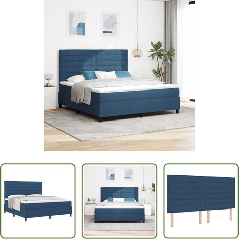 Matratze -  Boxspringbett mit Matratze mit Kopfteil Blau 180 x 200 cm Stoff (1/5)
