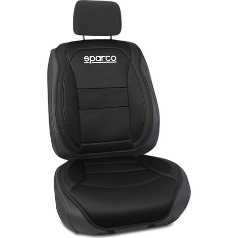 Housse de siège noir en similicuir PVC – Rembourrage 6mm mousse – Compatible Airbag – Installation facile sur sièges avant – Sparco (1/6)