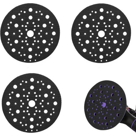 Lot de 3 disques abrasifs 150 mm pour ponceuse excentrique - Plateau de support de rechange compatible avec ponceuse excentrique - 70 trous - Fermeture (1/5)