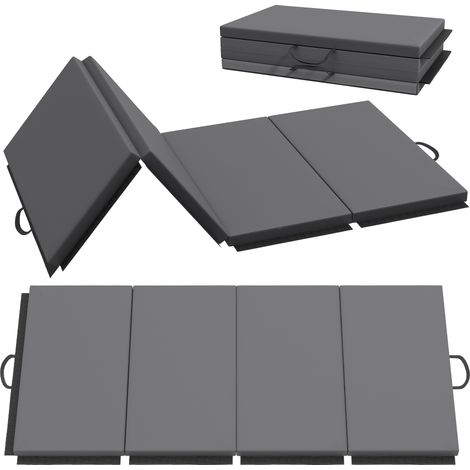 HOMCOM Materassino da Ginnastica Pieghevole e Antiscivolo 180x80x5 cm Grigio (1/5)