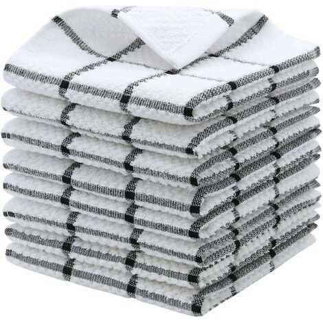 Un set composto da 12 strofinacci da cucina in microfibra ad assorbimento rapido e 12 panni in cotone ultra morbido per pulire e asciugare (grigio). (1/5)