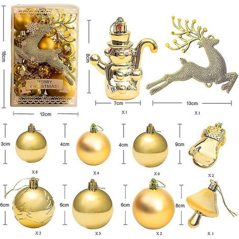 30 boules de Noël décoratives, ensemble de boules de sapin de Noël (dorées), boules décoratives pour sapin, Noël (1/4)