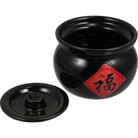 Mini pot décoratif en céramique pour bureau, 1 pot en céramique noire (1/5)