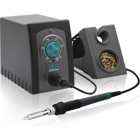 Station de soudage industrielle analogique 969A+ - 70 W - Température de travail réglable de 200 à 450 °C - Calibrée - Kit avec support de rangement et pointe à souder de 0,5 mm pour soudure (1/5)