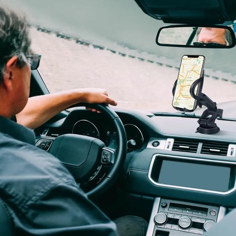 Support de téléphone télescopique pliable à ventouse (noir) - Accessoires auto - Support de téléphone à ventouse télescopique pour grille d'aération (Échantillon non disponible, traitement uniquement) (1/5)