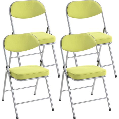 Lot de 4 chaises pliables rembourrées coloris vert - Longueur 47 x Hauteur 79 x Profondeur 53 cm (1/5)