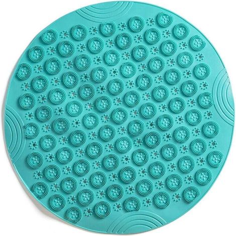 Tapis de Bain de Massage Rond Tapis Douche Antidérapant Tapis de Salle de Bain Tapis de Douche Lavable en Machine Tapis de Baignoire avec Trous de Drainage et Ventouses,55x55cm,Vert, 1pcs (1/4)