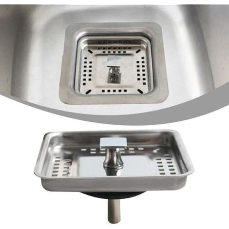 Crépine d'évier de cuisine en acier inoxydable, bouchon carré de rechange avec filtre pour cuisine et salle de bain (1/5)