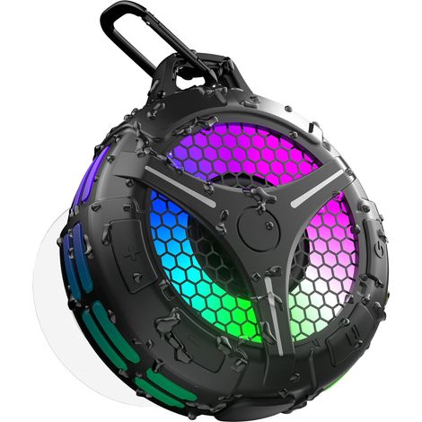 Haut-Parleur de Douche Bluetooth étanche IPX7, Haut-parleurs Portables sans Fil, Basses stéréo, lumières RVB, Son Surround 360°, véritable stéréo sans Fil, Son Clair 15 W, Microphone intégré pour (1/5)