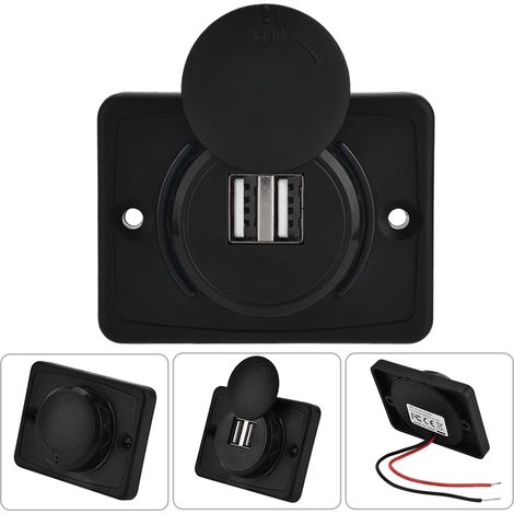 Toma de mechero doble USB 3.1A, ABS negro, 12V/24V (1/5)
