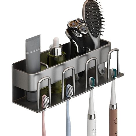 CREA Porte-brosse à dents en acier inoxydable antirouille pour salle de bain, gobelets à dentifrice (1/4)