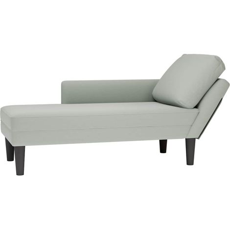 Tumbona almohada y reposabrazo derecho terciopelo gris claro vidaXL
