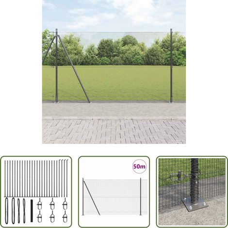 vidaXL Clôture moderne - Poteau de clôture. Gris 50 x 1,5 m (maille 12 x 12 mm) (1/5)
