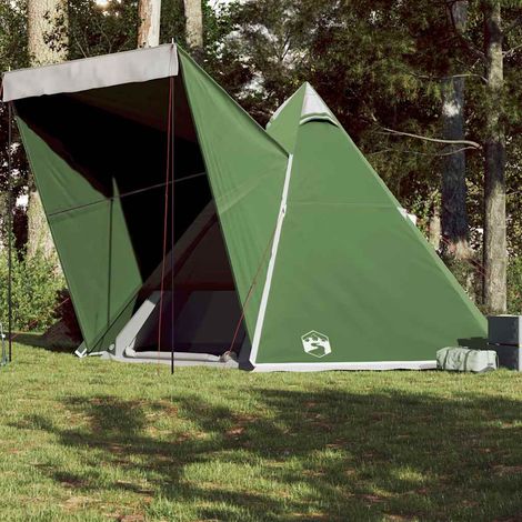 vidaXL Tienda de campaña familiar tipi 6 personas impermeable verde (1/5)