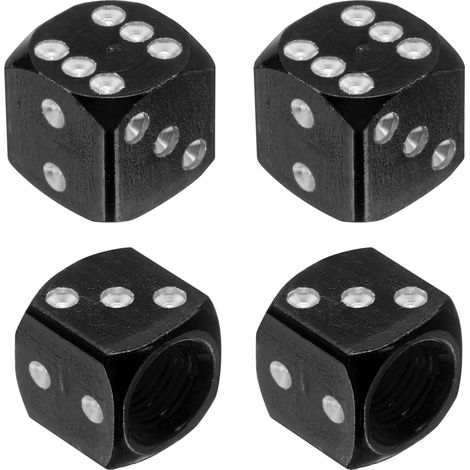 4PCS Dice Bouchons De Valve De Pneu en Alliage D'Aluminium Noir (1/5)